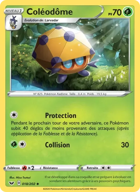 Carte Pokémon Coléodôme 018/202, extension Épée et Bouclier