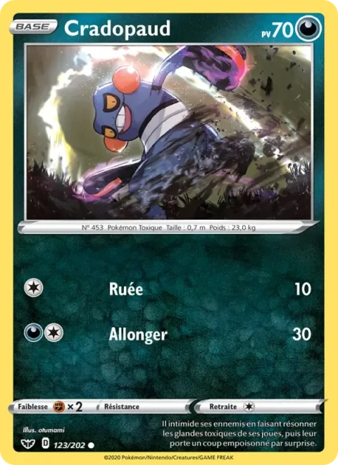 Carte Pokémon Cradopaud 123/202, extension Épée et Bouclier