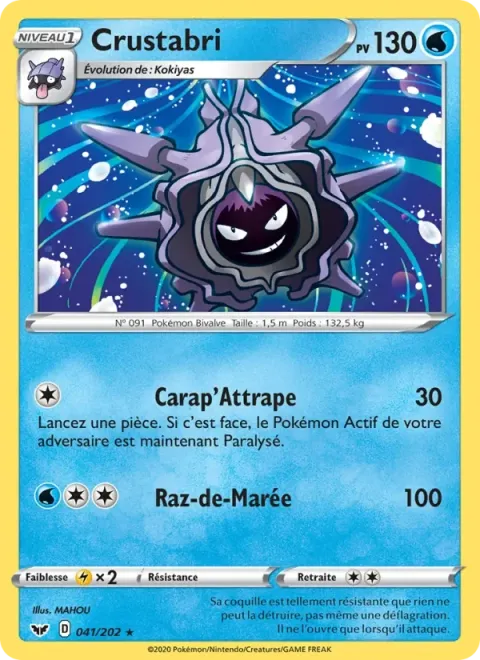 Carte Pokémon Crustabri 041/202, extension Épée et Bouclier
