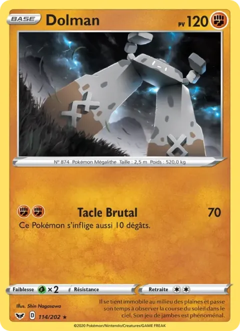 Carte Pokémon Dolman 114/202, extension Épée et Bouclier
