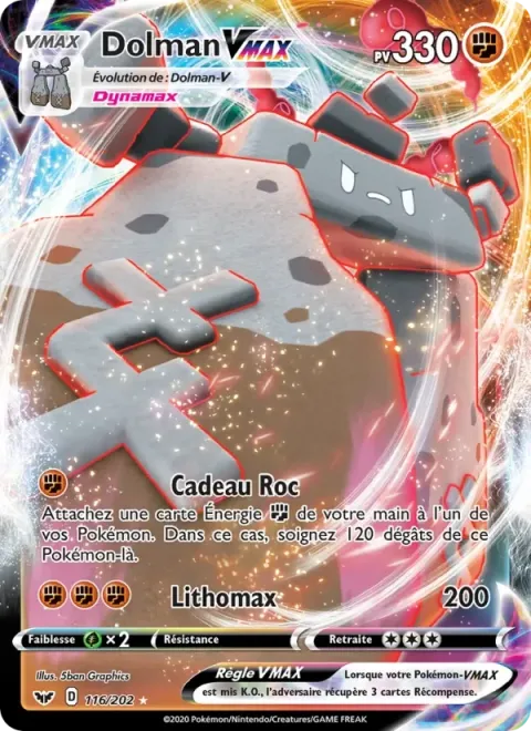 Carte Pokémon Dolman VMAX 116/202, extension Épée et Bouclier