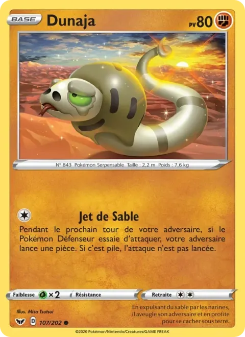 Carte Pokémon Dunaja 107/202, extension Épée et Bouclier