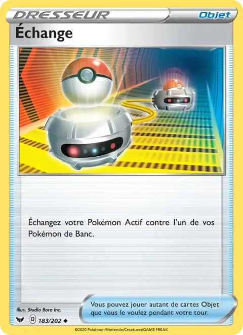 Carte Pokémon Échange 183/202, extension Épée et Bouclier
