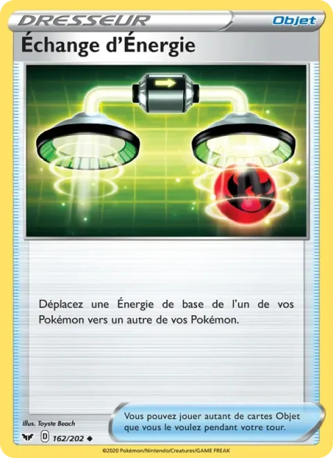 Carte Pokémon Échange d’Énergie 162/202, extension Épée et Bouclier