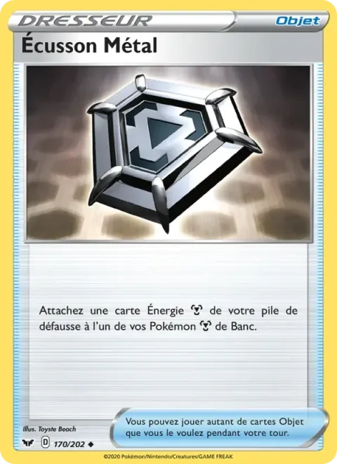 Carte Pokémon Écusson Métal 170/202, extension Épée et Bouclier