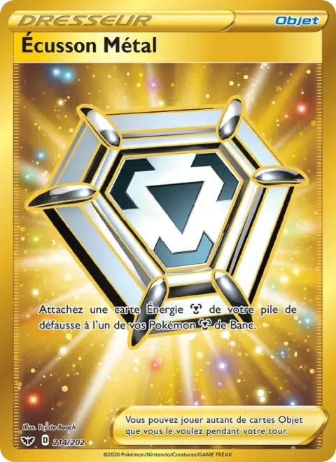 Carte Pokémon Écusson Métal 214/202, extension Épée et Bouclier