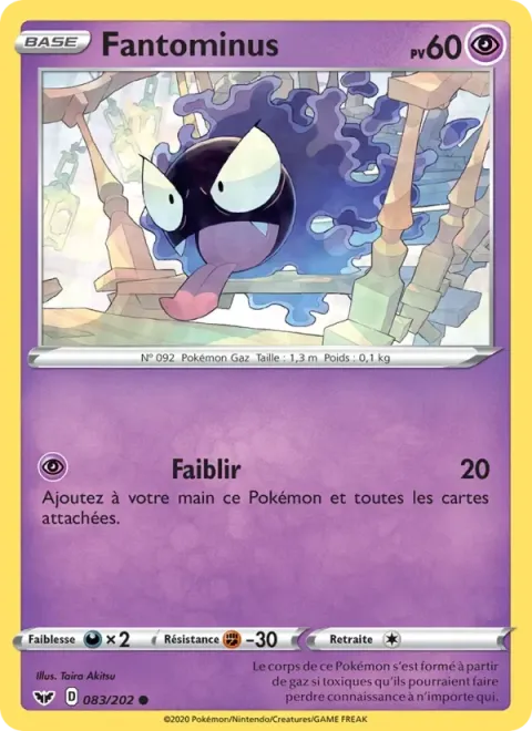 Carte Pokémon Fantominus 083/202, extension Épée et Bouclier