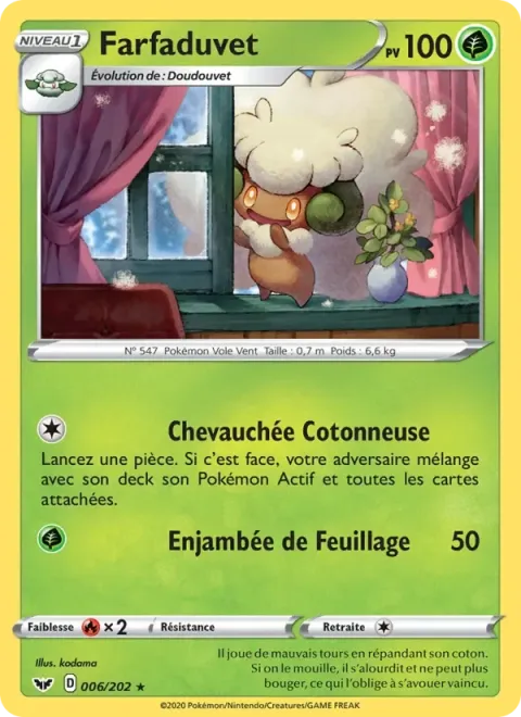 Carte Pokémon Farfaduvet 006/202, extension Épée et Bouclier