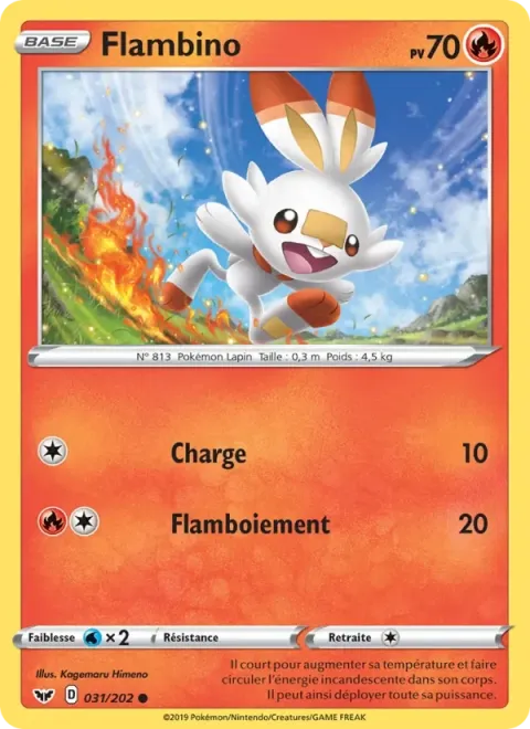 Carte Pokémon Flambino 031/202, extension Épée et Bouclier