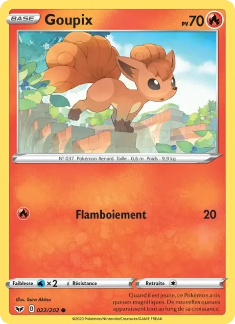 Carte Pokémon Goupix 022/202, extension Épée et Bouclier