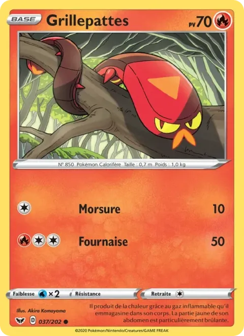 Carte Pokémon Grillepattes 037/202, extension Épée et Bouclier