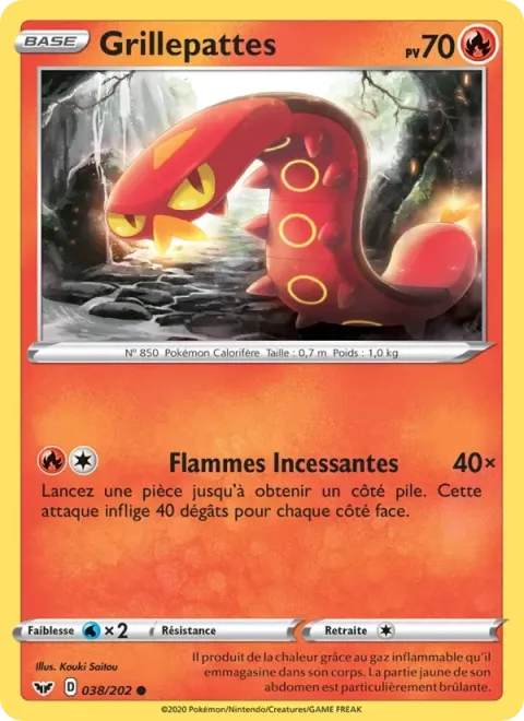 Carte Pokémon Grillepattes 038/202, extension Épée et Bouclier
