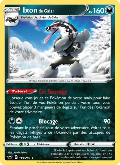 Carte Pokémon Ixon de Galar 119/202, extension Épée et Bouclier
