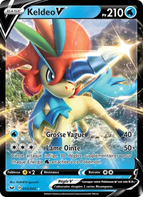 Carte Pokémon Keldeo V 053/202, extension Épée et Bouclier