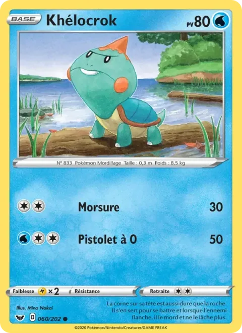 Carte Pokémon Khélocrok 060/202, extension Épée et Bouclier