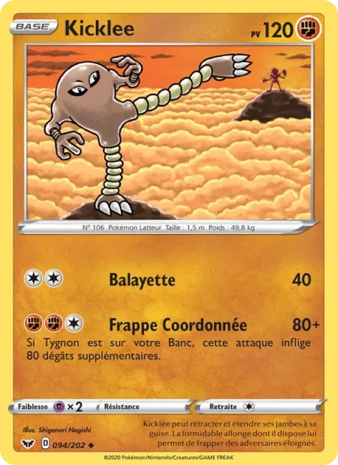 Carte Pokémon Kicklee 094/202, extension Épée et Bouclier