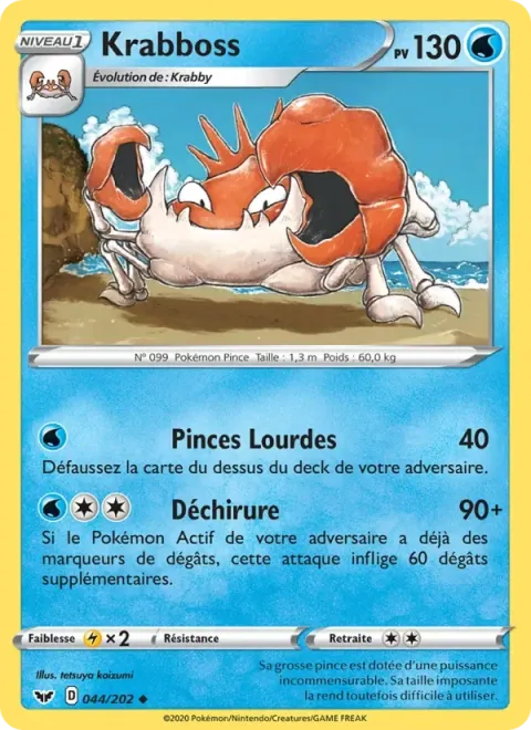 Carte Pokémon Krabboss 044/202, extension Épée et Bouclier