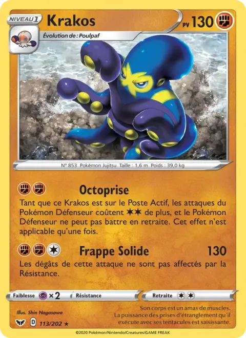 Carte Pokémon Krakos 113/202, extension Épée et Bouclier