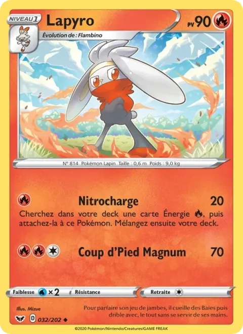 Carte Pokémon Lapyro 032/202, extension Épée et Bouclier