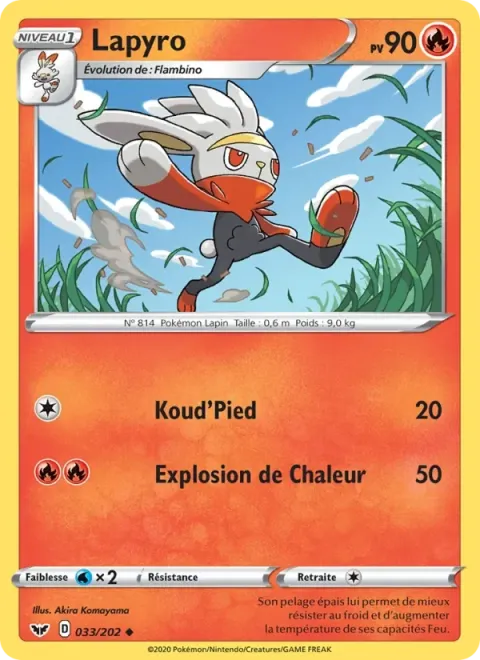 Carte Pokémon Lapyro 033/202, extension Épée et Bouclier