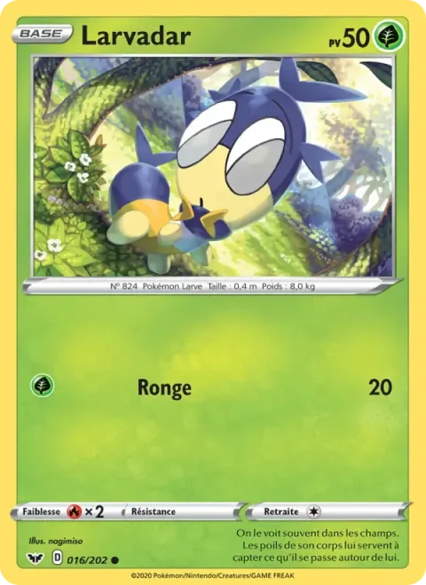 Carte Pokémon Larvadar 016/202, extension Épée et Bouclier