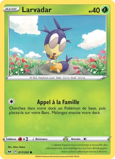 Carte Pokémon Larvadar 017/202, extension Épée et Bouclier