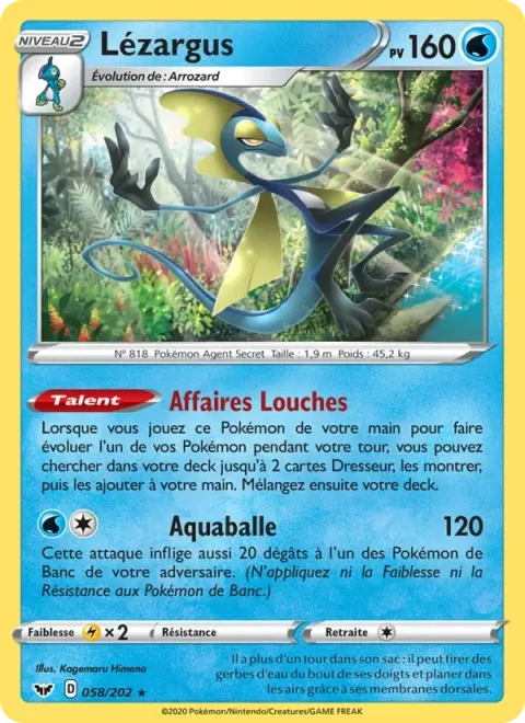Carte Pokémon Lézargus 058/202, extension Épée et Bouclier