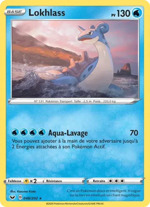 Carte Pokémon Lokhlass 048/202, extension Épée et Bouclier