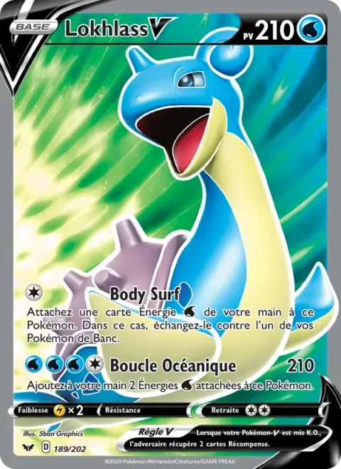 Carte Pokémon Lokhlass V 189/202, extension Épée et Bouclier
