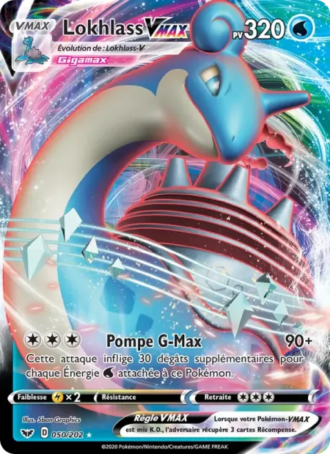 Carte Pokémon Lokhlass VMAX 050/202, extension Épée et Bouclier