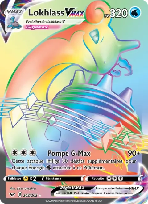 Carte Pokémon Lokhlass VMAX 203/202, extension Épée et Bouclier