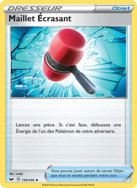 Carte Pokémon Maillet Écrasant 159/202, extension Épée et Bouclier
