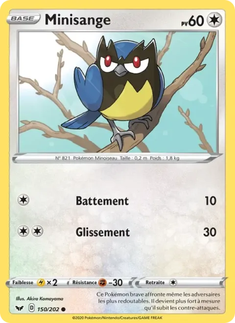 Carte Pokémon Minisange 150/202, extension Épée et Bouclier