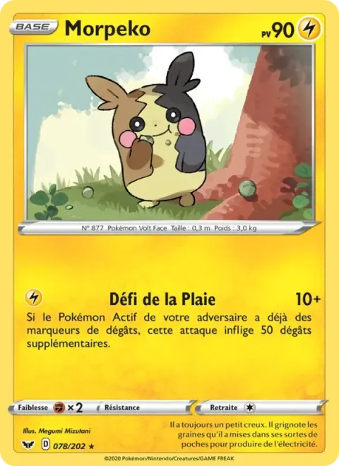 Carte Pokémon Morpeko 078/202, extension Épée et Bouclier