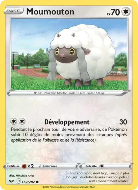 Carte Pokémon Moumouton 152/202, extension Épée et Bouclier