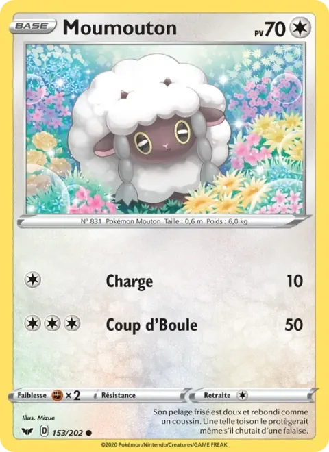 Carte Pokémon Moumouton 153/202, extension Épée et Bouclier