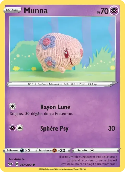 Carte Pokémon Munna 087/202, extension Épée et Bouclier