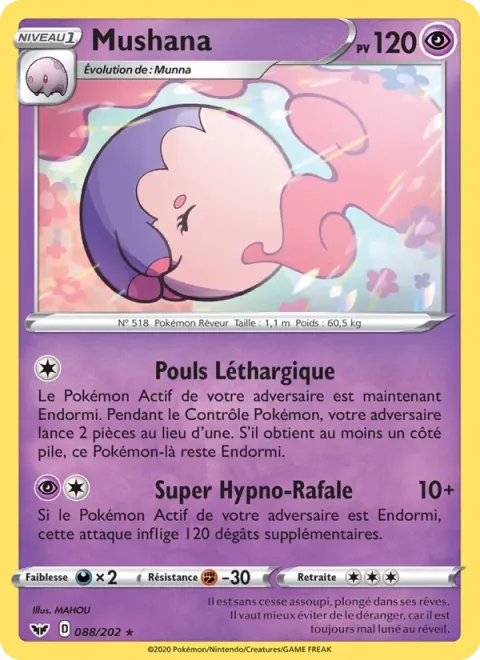 Carte Pokémon Mushana 088/202, extension Épée et Bouclier