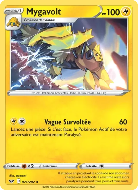Carte Pokémon Mygavolt 071/202, extension Épée et Bouclier