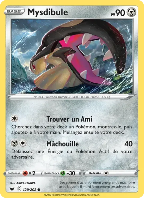 Carte Pokémon Mysdibule 129/202, extension Épée et Bouclier
