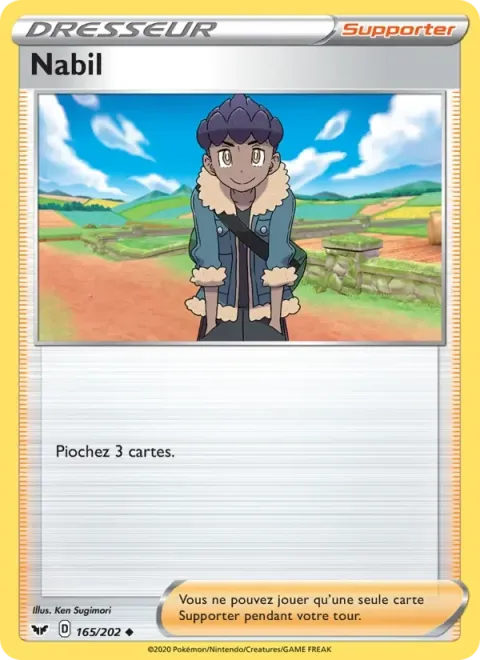 Carte Pokémon Nabil 165/202, extension Épée et Bouclier