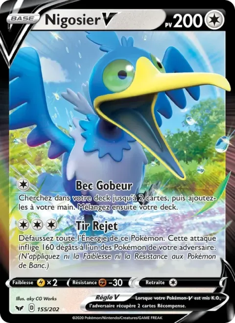 Carte Pokémon Nigosier V 155/202, extension Épée et Bouclier