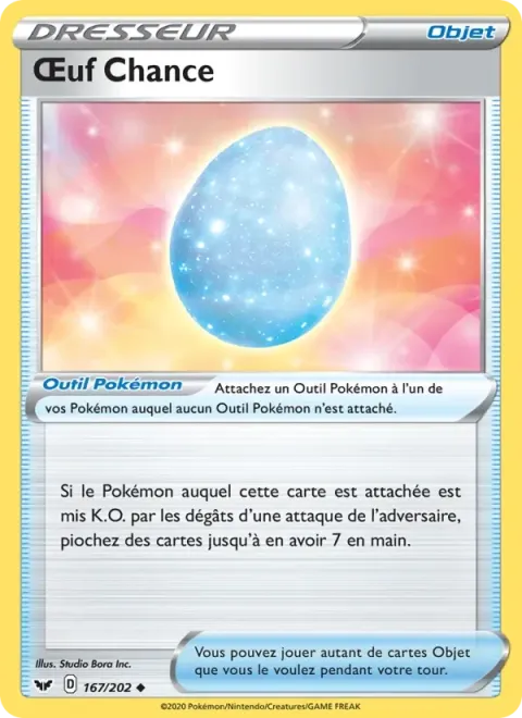 Carte Pokémon Œuf Chance 167/202, extension Épée et Bouclier