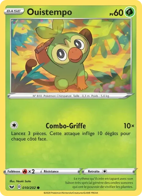 Carte Pokémon Ouistempo 010/202, extension Épée et Bouclier