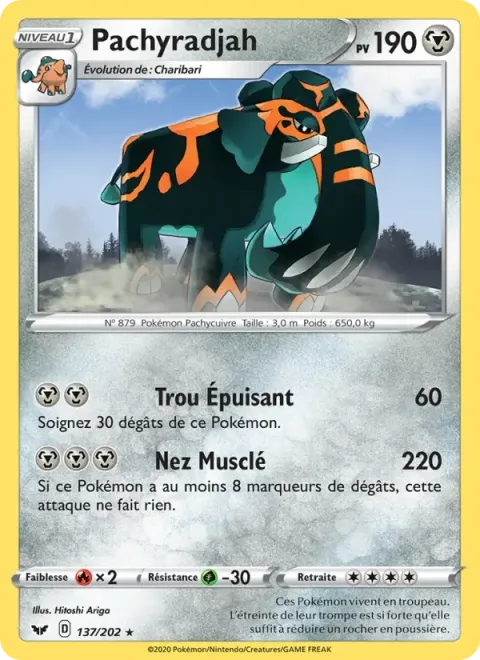 Carte Pokémon Pachyradjah 137/202, extension Épée et Bouclier