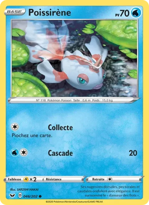 Carte Pokémon Poissirène 046/202, extension Épée et Bouclier