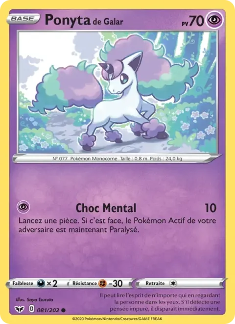 Carte Pokémon Ponyta de Galar 081/202, extension Épée et Bouclier