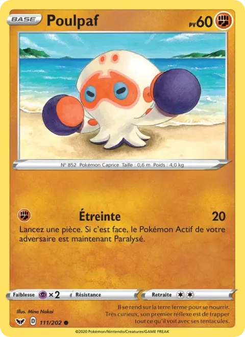 Carte Pokémon Poulpaf 111/202, extension Épée et Bouclier
