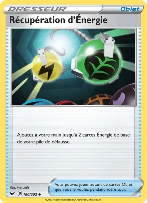 Carte Pokémon Récupération d’Énergie 160/202, extension Épée et Bouclier