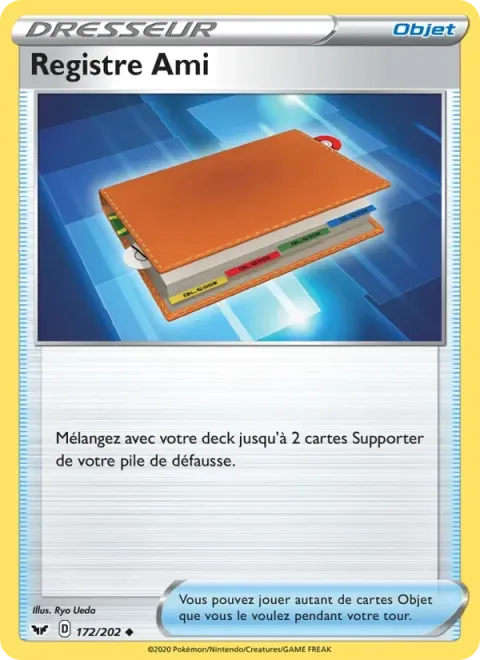 Carte Pokémon Registre Ami 172/202, extension Épée et Bouclier